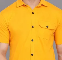 Stylish Yellow Cotton Blend Solid Casual Shirt For Men-thumb3