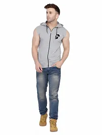 Men's Sleeveless Hooded Tees ( Silver )_S-thumb3