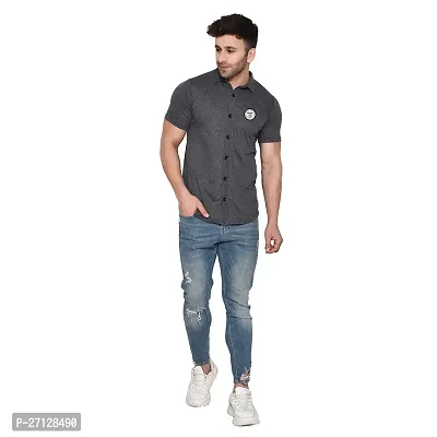 Stylish Cotton Blend Short  Sleeves Shirt For Men-thumb4