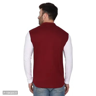 Tfurnish Maroon Cotton Blend Solid Long Sleeves Casual Shirts For Men-thumb2