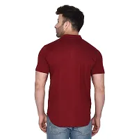 Tfurnish Maroon Cotton Blend Solid Short Sleeves Casual Shirts For Men-thumb1