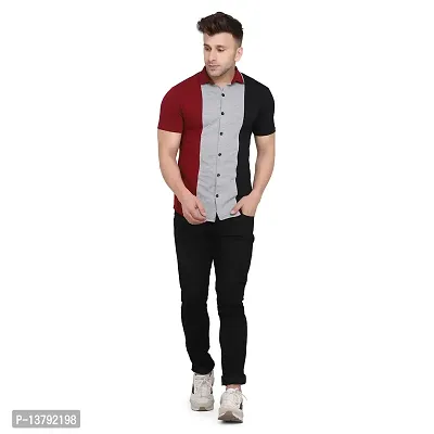 Men Short Sleeves Spread Casual Shirt-thumb2