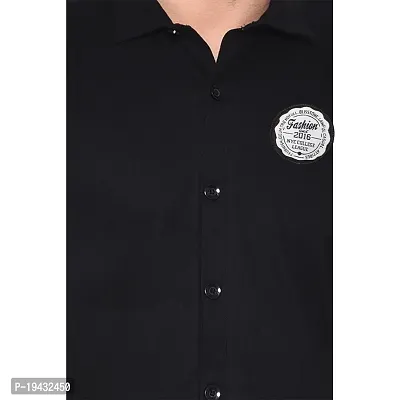 Tfurnish Black Cotton Blend Solid Short Sleeves Casual Shirts For Men-thumb5