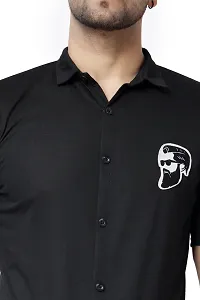 Men's Short Sleeves Spread Shirt (Black)_S-thumb3