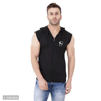 Men's Sleeveless Hooded Tees ( Black )_S