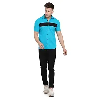 Men's Short Sleeves Spread Shirt (Turquoise)_S-thumb3