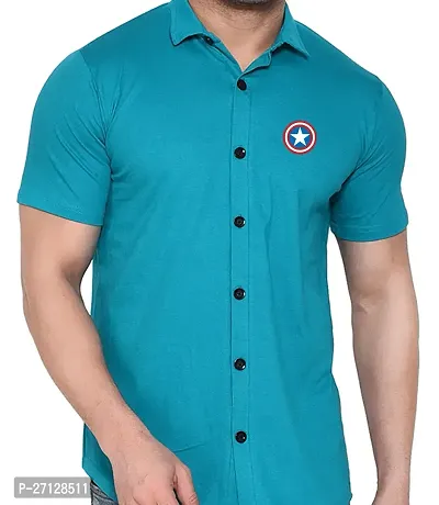 Stylish Cotton Blend Short  Sleeves Shirt For Men-thumb5