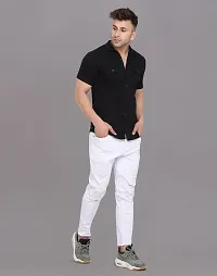 Stylish Black Cotton Blend Solid Casual Shirt For Men-thumb3