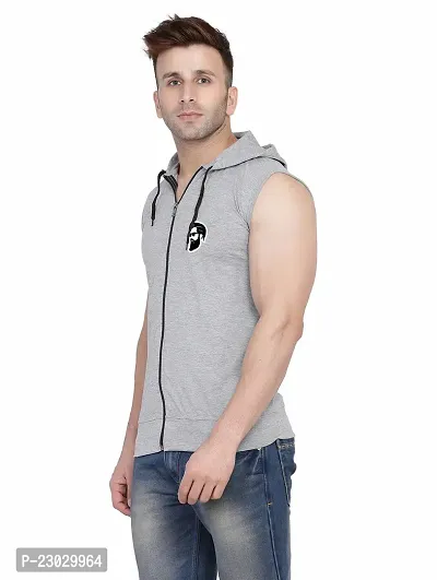 Men's Sleeveless Hooded Tees ( Silver )_S-thumb3