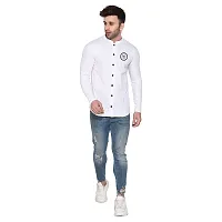 Tfurnish White Cotton Blend Solid Long Sleeves Casual Shirts For Men-thumb3