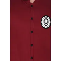 Tfurnish Maroon Cotton Blend Solid Short Sleeves Casual Shirts For Men-thumb3