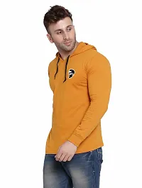 Stylish Cotton Blend Golden Solid Tees For Men-thumb2