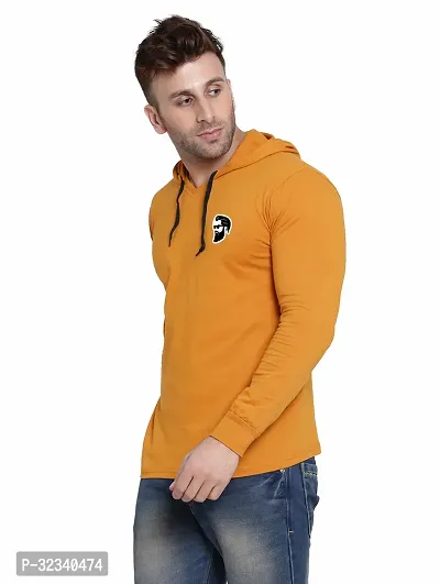 Stylish Cotton Blend Golden Solid Tees For Men-thumb3