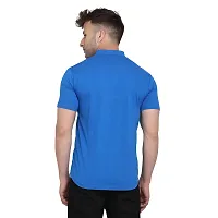 Tfurnish Blue Cotton Blend Solid Short Sleeves Casual Shirts For Men-thumb1