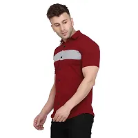 Men's Short Sleeves Spread Shirt (Maroon)_S-thumb4