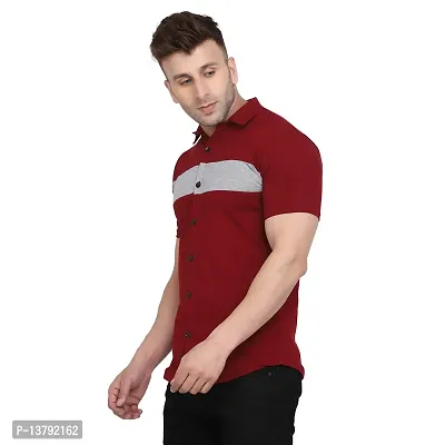 Men's Short Sleeves Spread Shirt (Maroon)_S-thumb5
