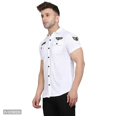 Men's Short Sleeves Spread Shirt (White)_S-thumb3