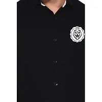 Tfurnish Black Cotton Blend Solid Long Sleeves Casual Shirts For Men-thumb4