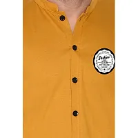 Tfurnish Gold Cotton Blend Solid Short Sleeves Casual Shirts For Men-thumb4