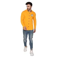 Tfurnish Yellow Cotton Blend Solid Long Sleeves Casual Shirts For Men-thumb3