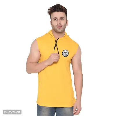 Men's Sleeveless Hooded Tees ( Yellow )_S