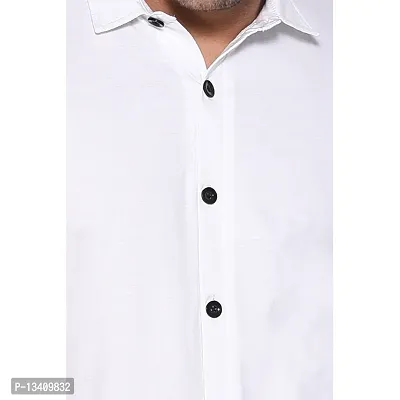 Tfurnish Men's Short Sleeves Spread Collar Shirt (White)_S-thumb4