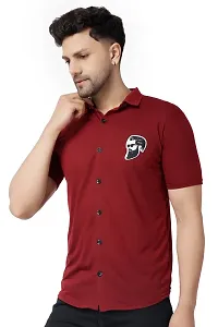 Men's Short Sleeves Spread Shirt (Maroon)_S-thumb2