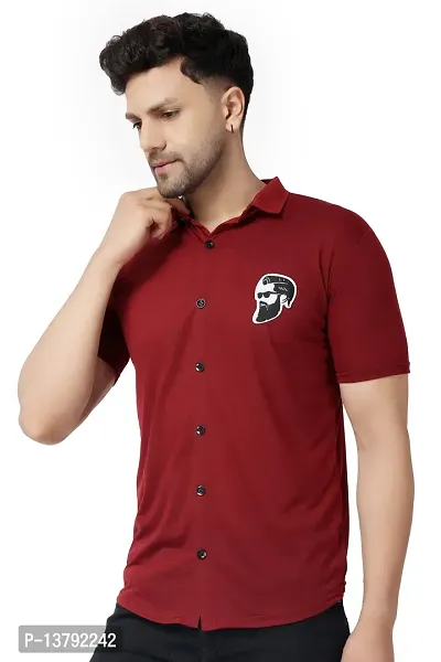 Men's Short Sleeves Spread Shirt (Maroon)_S-thumb3