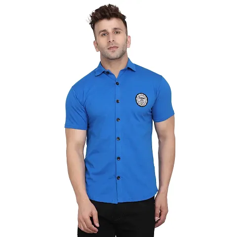 Tfurnish Blend Solid Short Sleeves Casual Shirts For Men