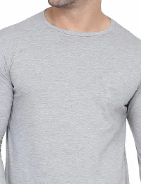 Stylish Cotton Blend Silver Solid Tees For Men-thumb3