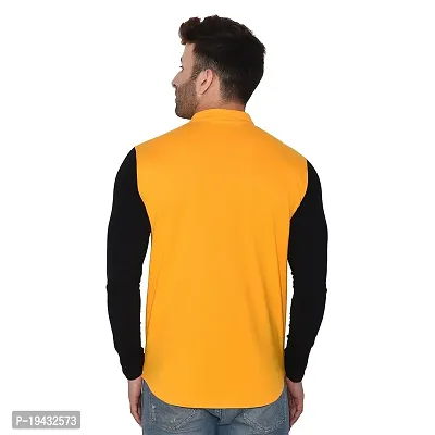 Tfurnish Yellow Cotton Blend Solid Long Sleeves Casual Shirts For Men-thumb2