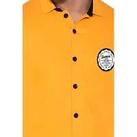 Tfurnish Yellow Cotton Blend Solid Long Sleeves Casual Shirts For Men-thumb4