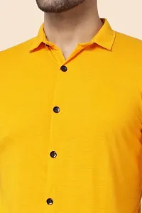 Men's Short Sleeves Spread Collar Shirt (Yellow)_S-thumb3