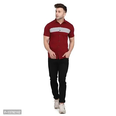 Men's Short Sleeves Spread Shirt (Maroon)_S-thumb2