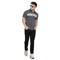 Men's Short Sleeves Spread Shirt (Grey)_S-thumb3