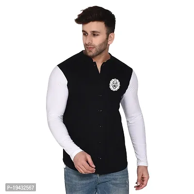 Tfurnish Black Cotton Blend Solid Long Sleeves Casual Shirts For Men-thumb0