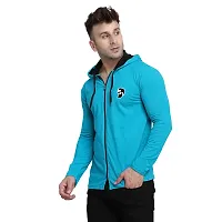 Stylish Cotton Blend Turquoise Solid Tees For Men-thumb2