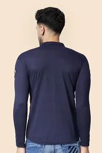 Men's Long Sleeves Spread Collar Shirt (Dark Blue)_S-thumb1