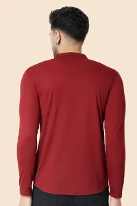 Men's Long Sleeves Mandarin Shirt (Maroon)_S-thumb1