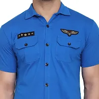 Men's Short Sleeves Spread Shirt (Blue)_S-thumb4