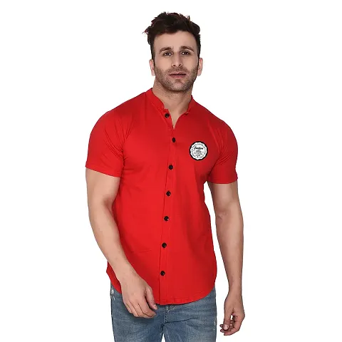 Tfurnish Blend Solid Short Sleeves Casual Shirts For Men