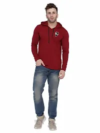 Stylish Cotton Blend Maroon Solid Tees For Men-thumb4