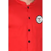 Tfurnish Red Cotton Blend Solid Long Sleeves Casual Shirts For Men-thumb4