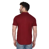 Tfurnish Men's Short Sleeves Spread Collar Shirt (Maroon)_S-thumb1