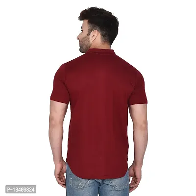 Tfurnish Men's Short Sleeves Spread Collar Shirt (Maroon)_S-thumb2