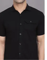 Stylish Black Cotton Blend Solid Casual Shirt For Men-thumb3