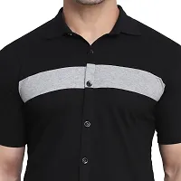 Men's Short Sleeves Spread Shirt (Black)_S-thumb4