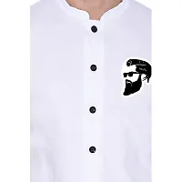 Tfurnish White Cotton Blend Solid Short Sleeves Casual Shirts For Men-thumb4