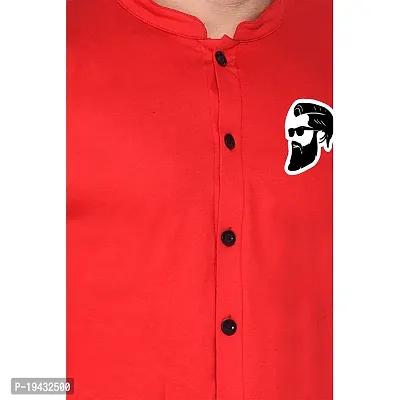 Tfurnish Red Cotton Blend Solid Long Sleeves Casual Shirts For Men-thumb5
