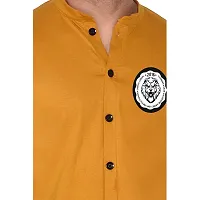 Tfurnish Gold Cotton Blend Solid Long Sleeves Casual Shirts For Men-thumb4